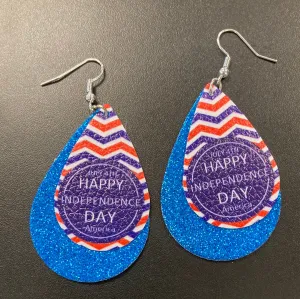 Happy Independence Faux Leather Earrings