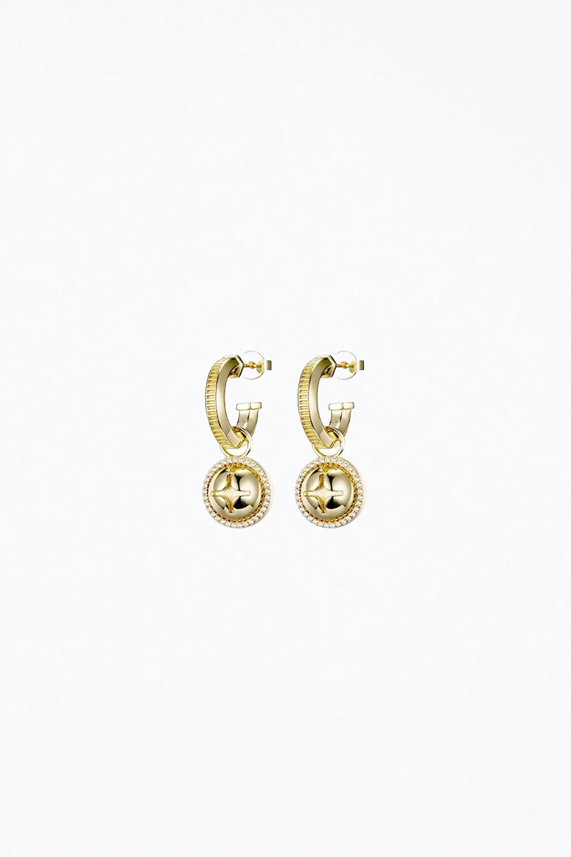 HARDWARE CHARM HOOP EARRINGS