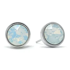 Harley Stud Earrings with Ivory White Round Opals from Swarovski Silver Toned Rhodium Plated