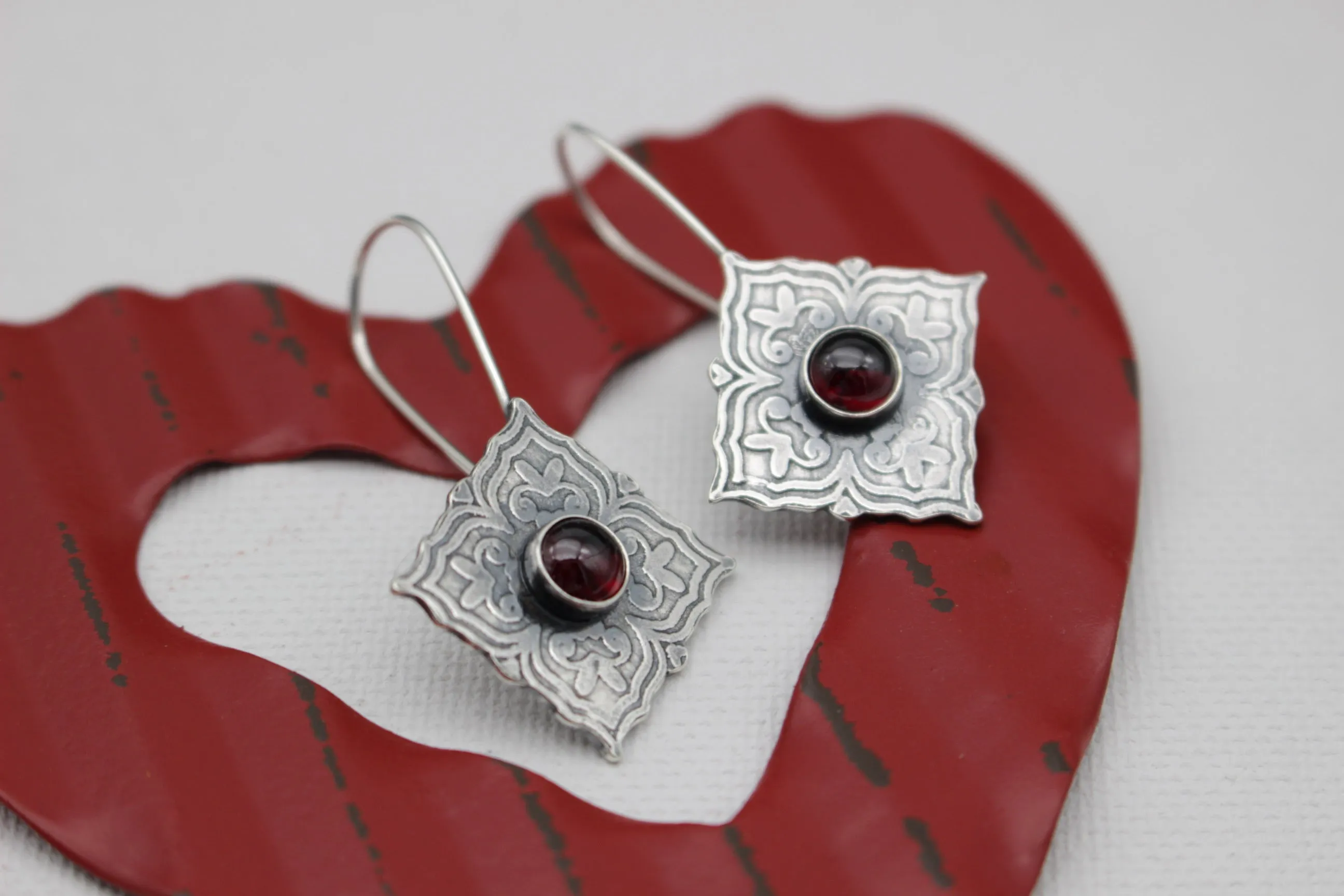 Heart Mandala hoop earrings