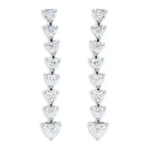 Heart-Shaped Diamond Drop Earrings