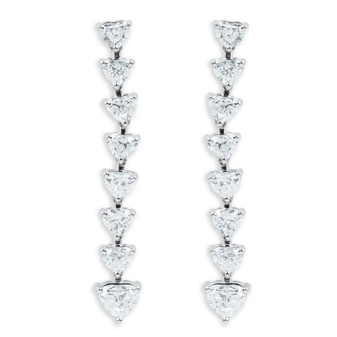 Heart-Shaped Diamond Drop Earrings