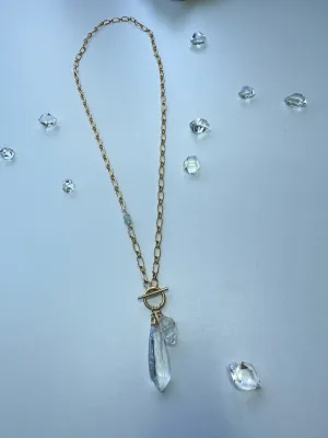 Herkimer diamond charm necklace & earring