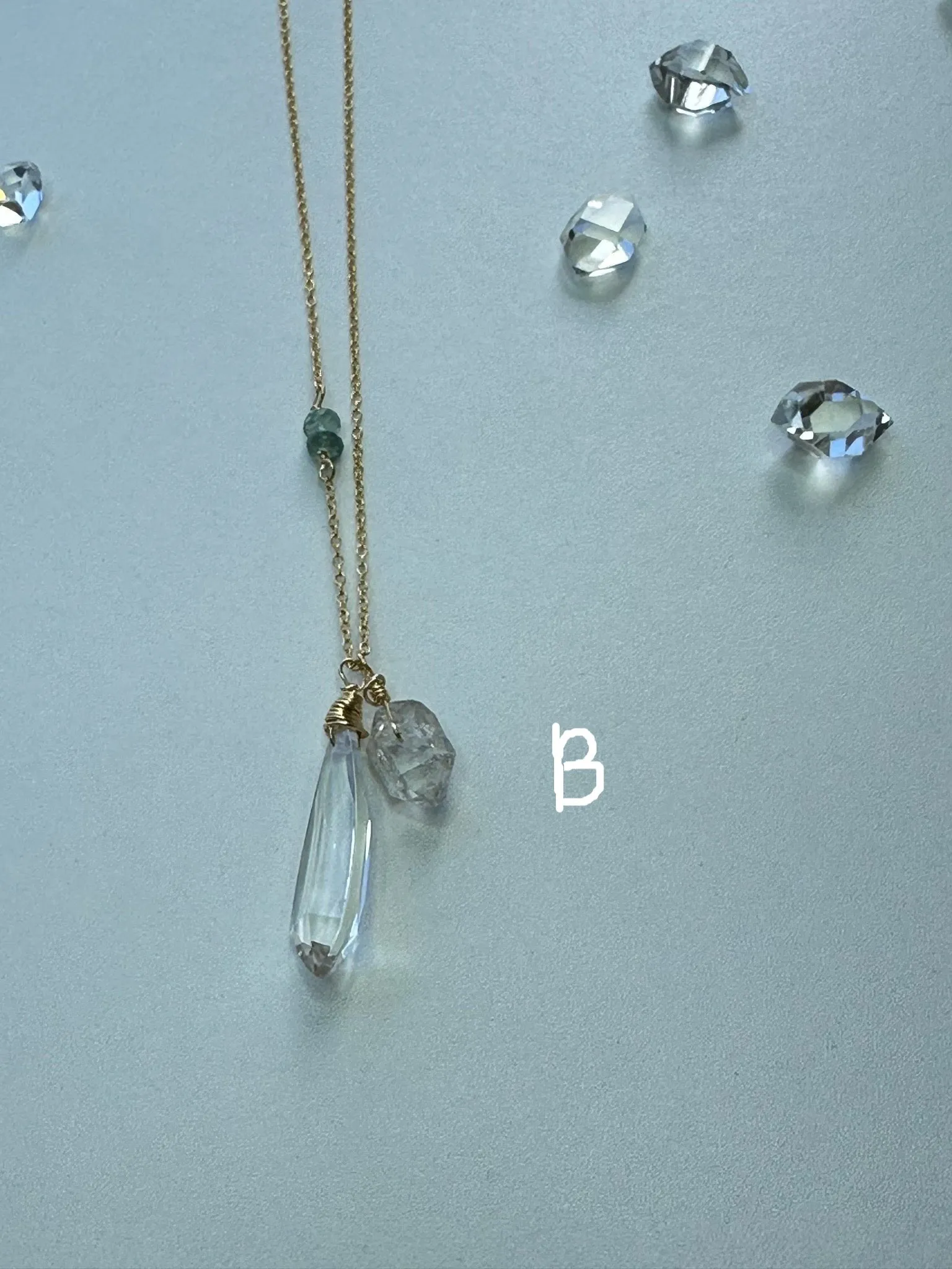 Herkimer diamond charm necklace & earring