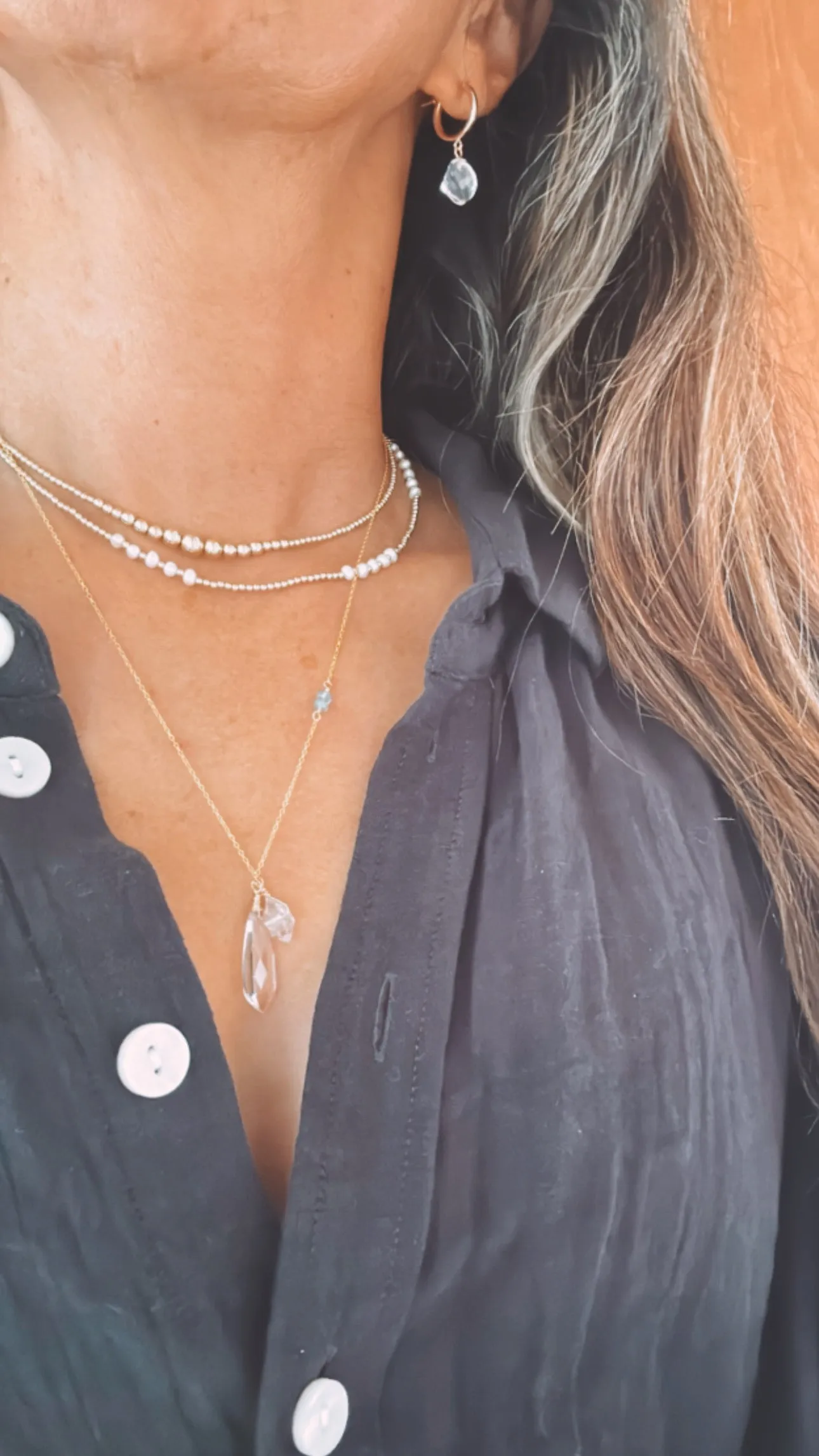 Herkimer diamond charm necklace & earring
