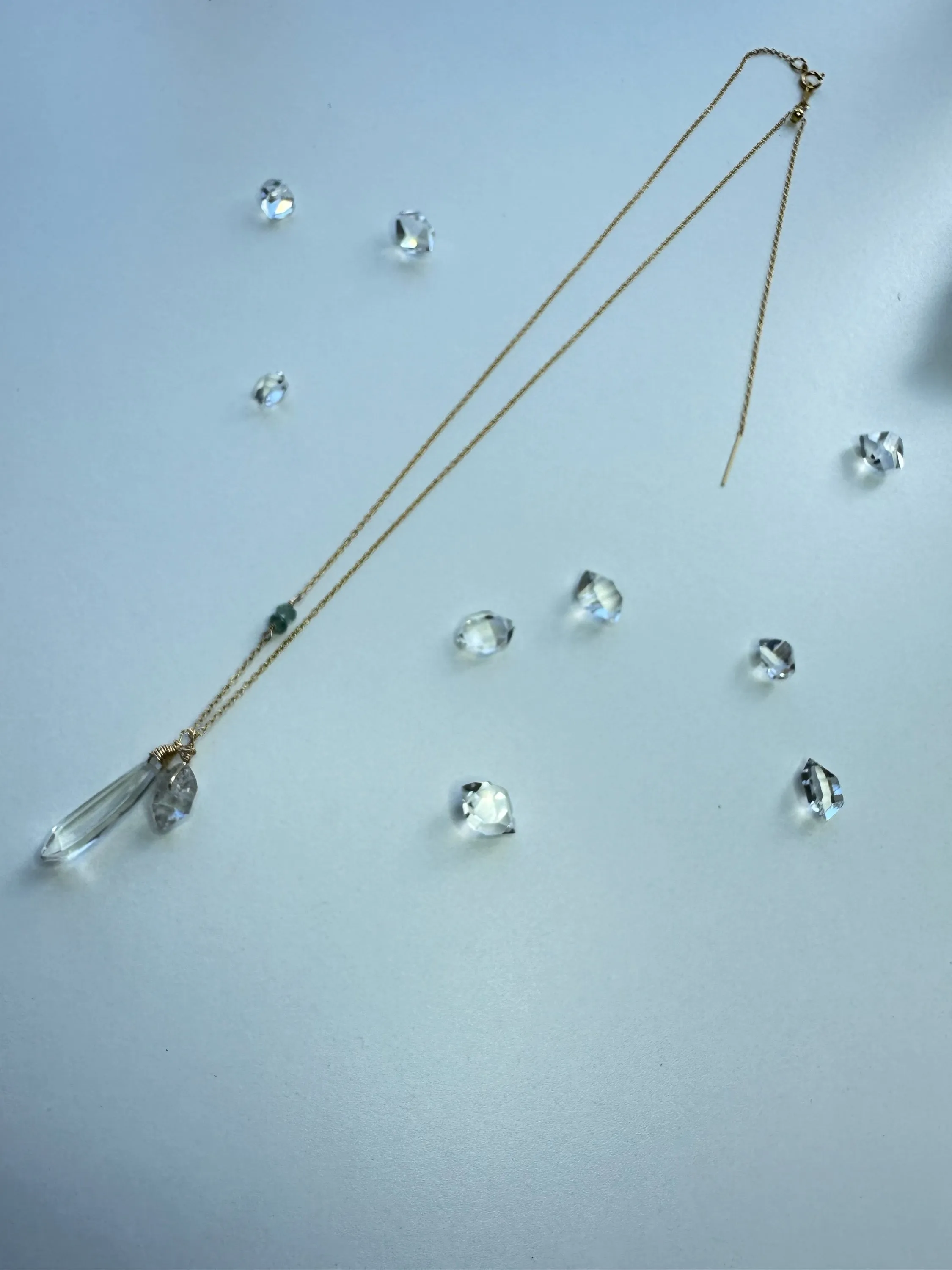 Herkimer diamond charm necklace & earring