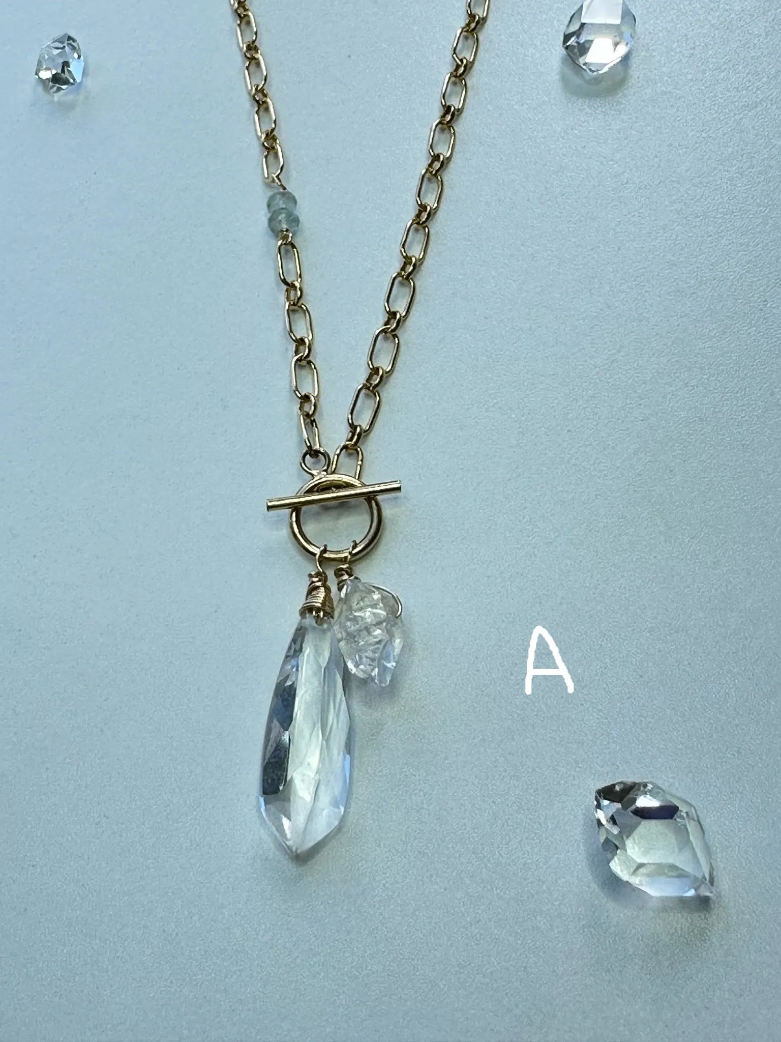 Herkimer diamond charm necklace & earring