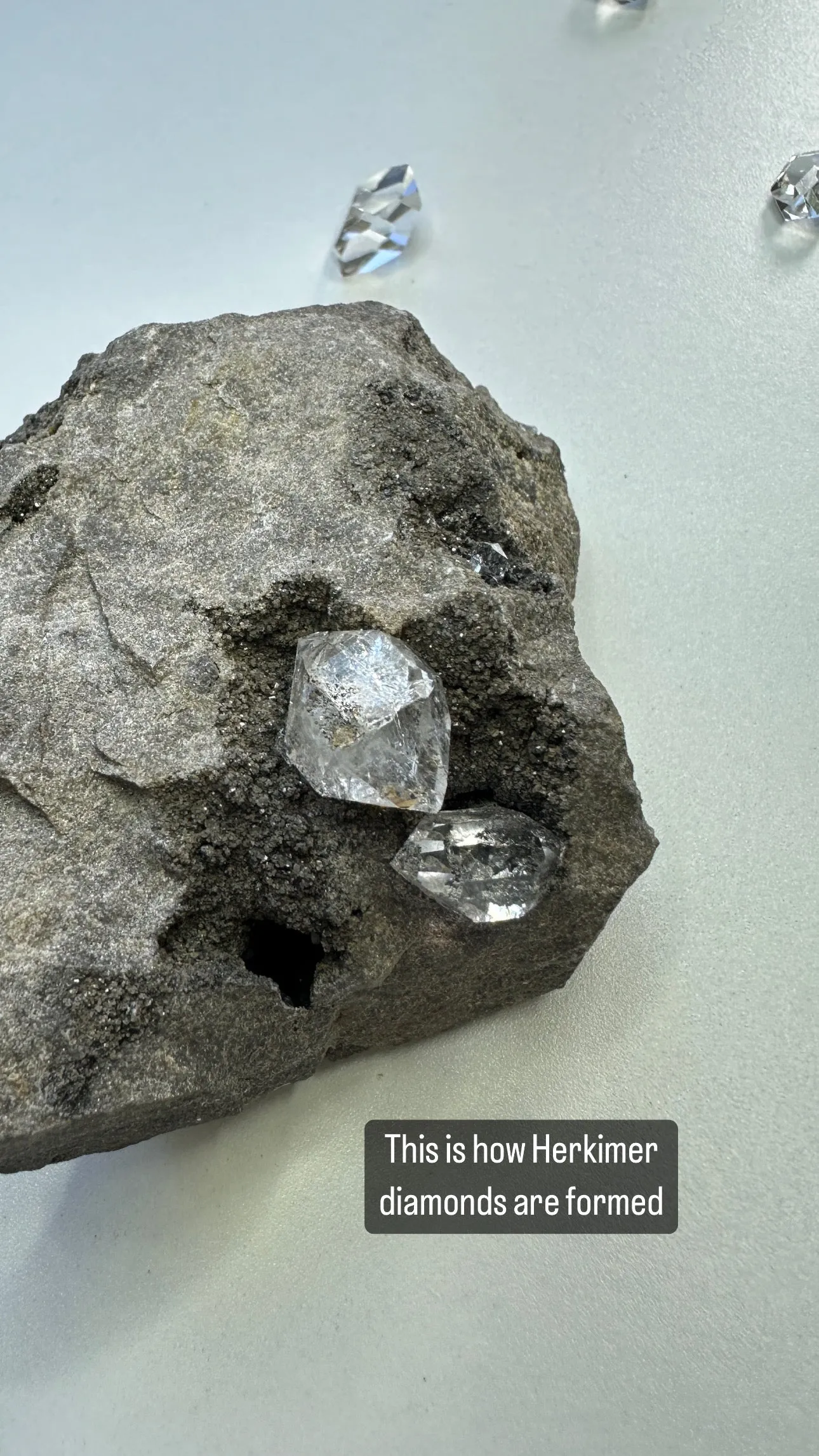 Herkimer diamond charm necklace & earring