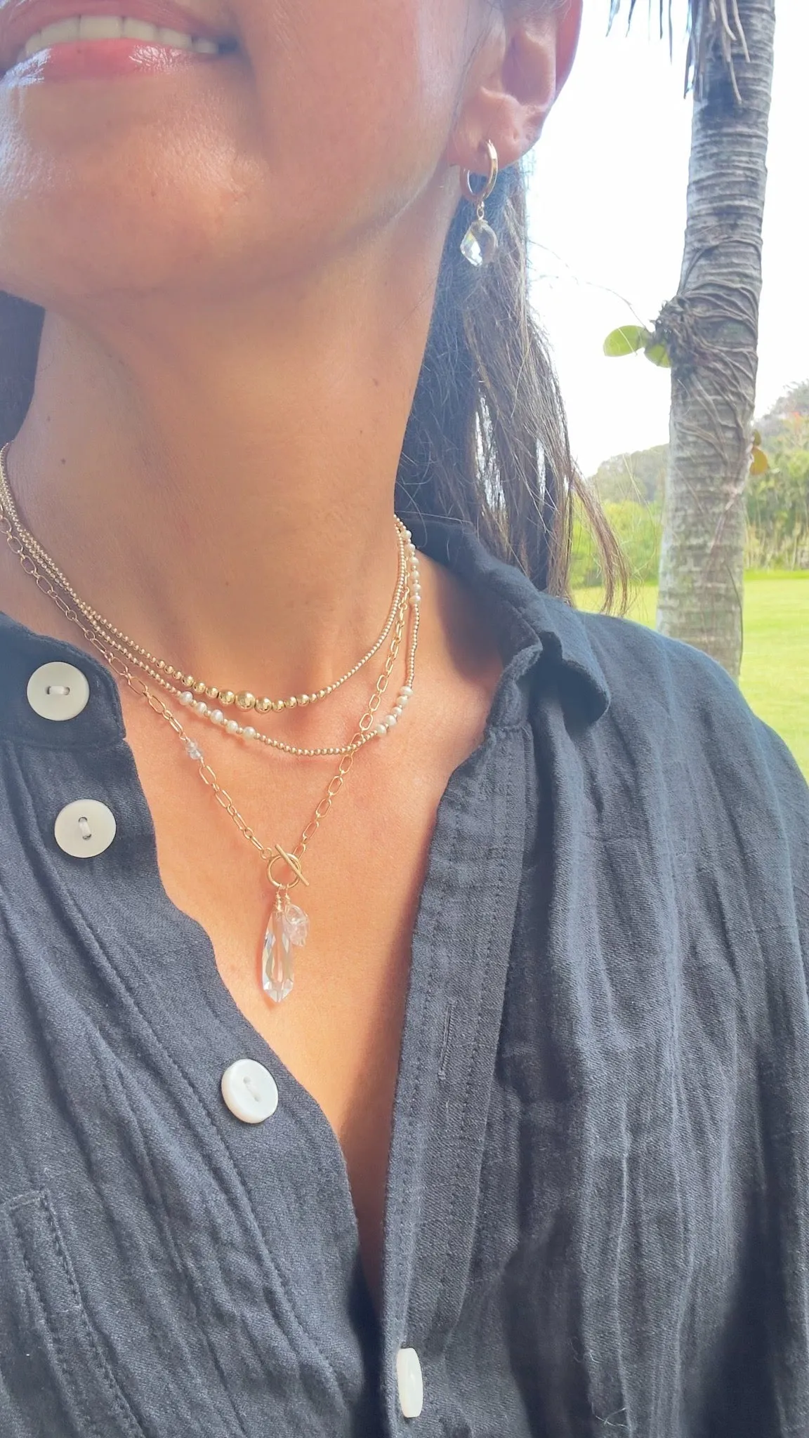 Herkimer diamond charm necklace & earring