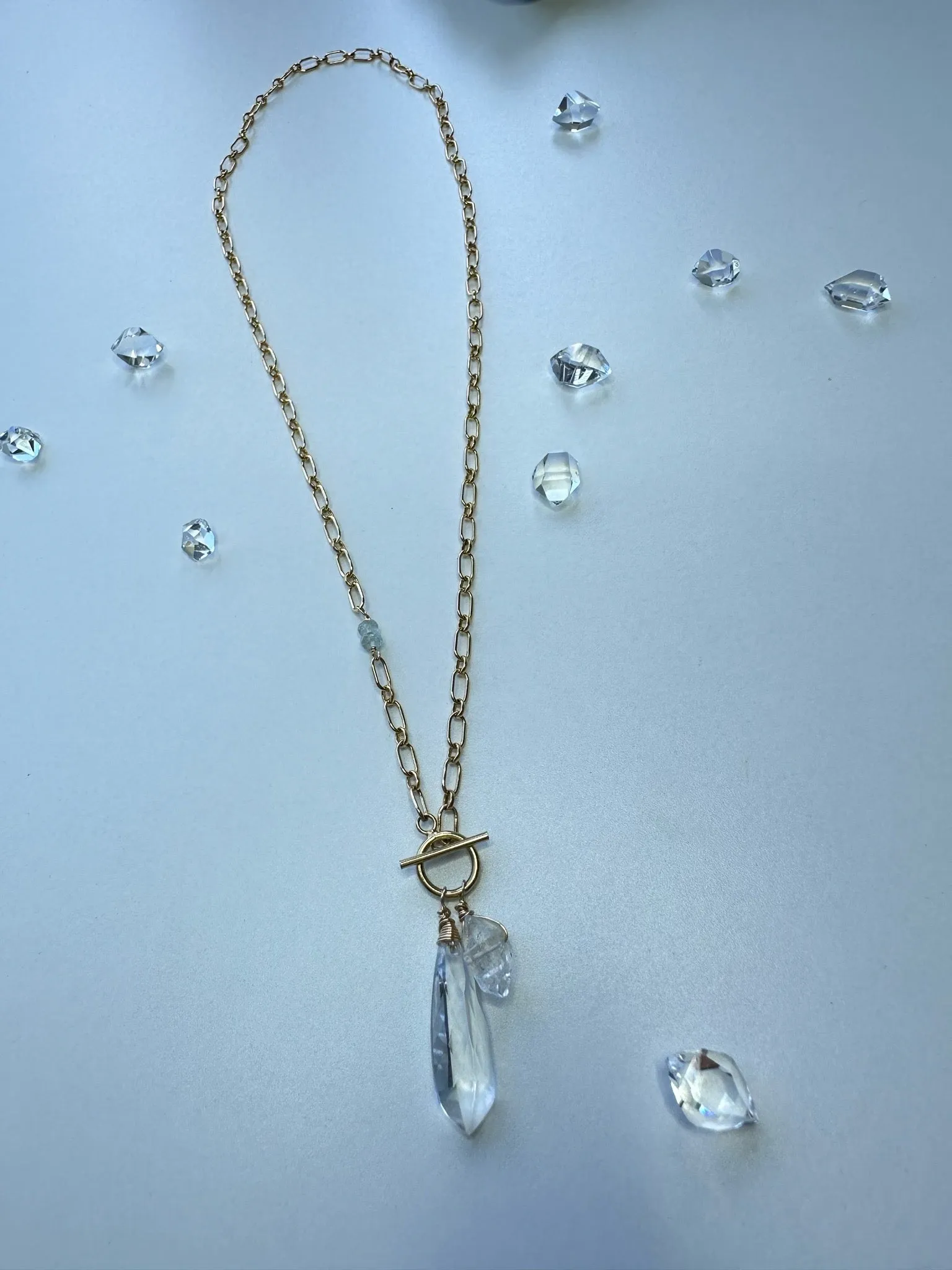 Herkimer diamond charm necklace & earring