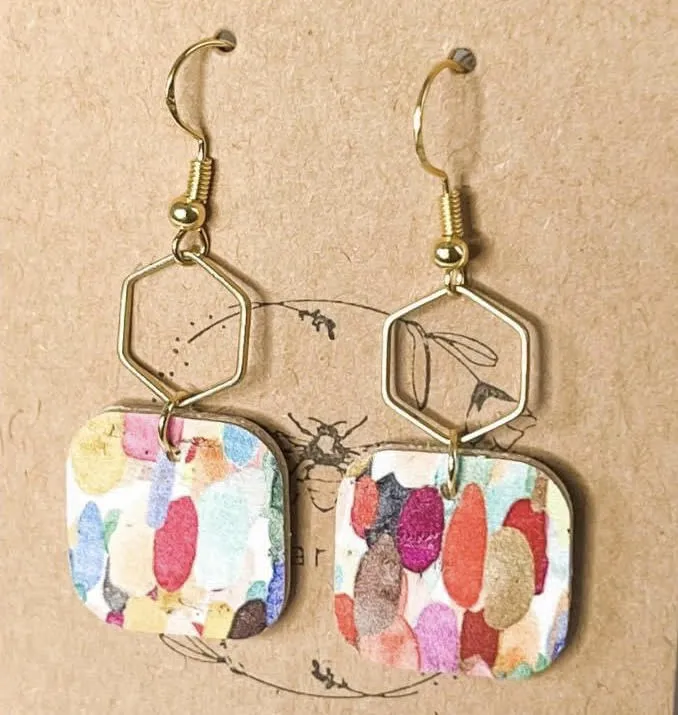 Hexagon Confetti Earrings