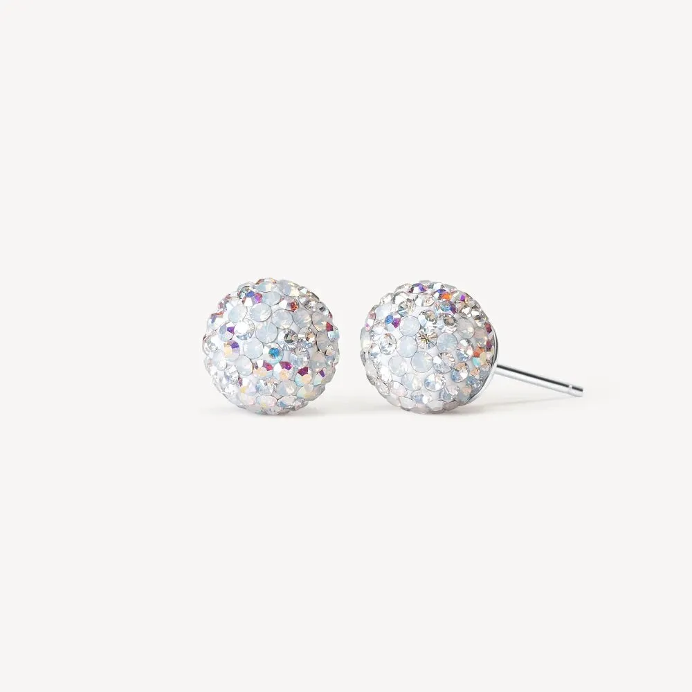 Hillberg & Berk Sterling Silver (10mm) Snowflake Sparkle Ball Stud Earrings
