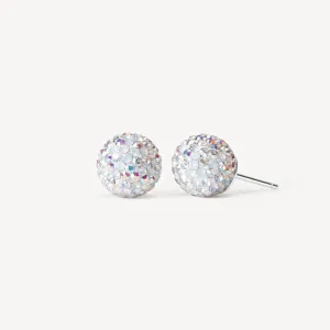 Hillberg & Berk Sterling Silver (10mm) Snowflake Sparkle Ball Stud Earrings