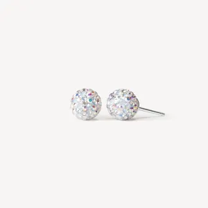 Hillberg & Berk Sterling Silver (8mm) Snowflake Sparkle Ball Stud Earrings