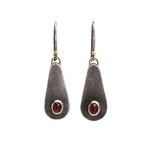 Hollow Teardrop Ruby Earrings