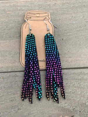 Holographic Rainbow Stacked Fringe Earring