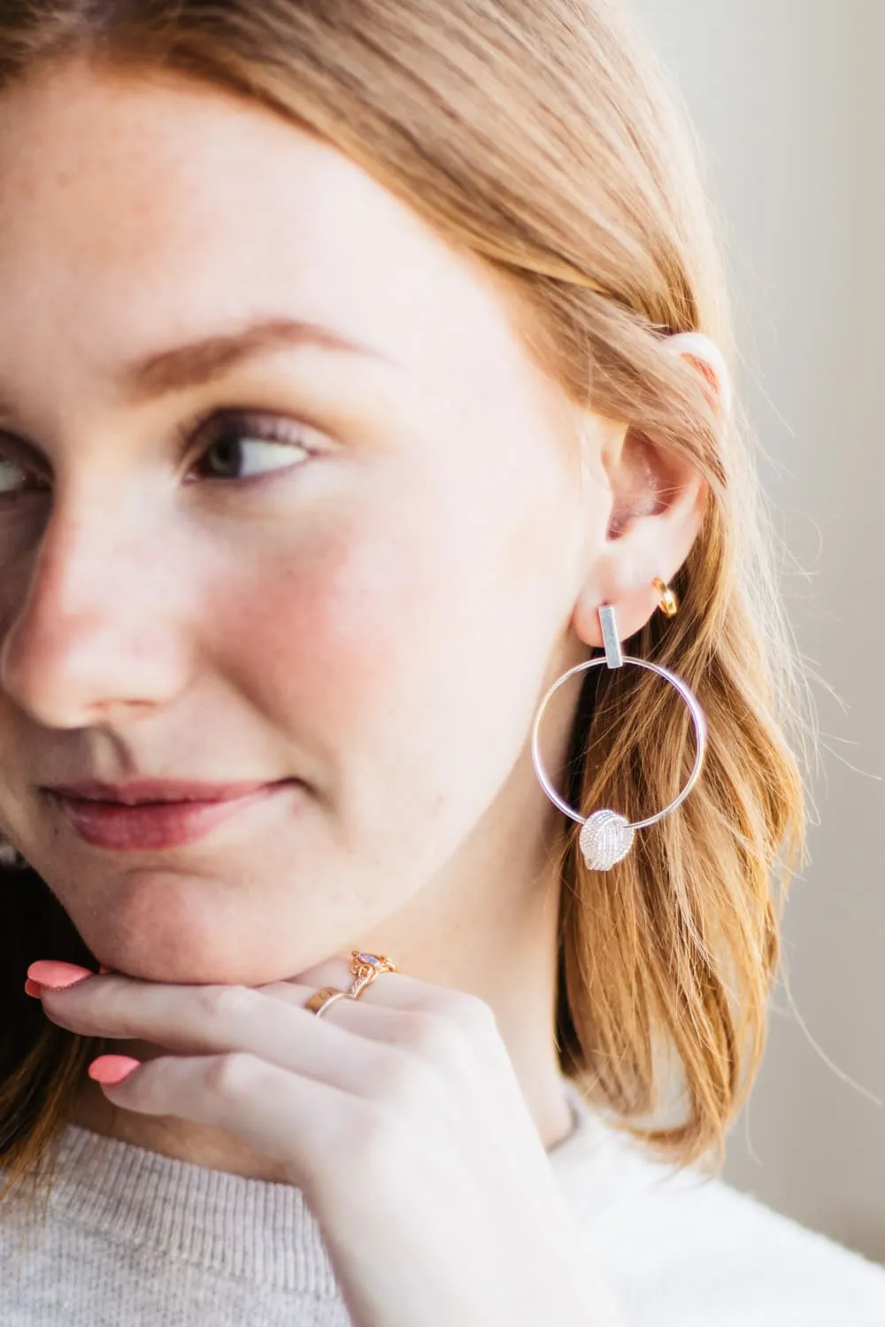 Hoop Knot Earrings for Women in Silver | ED10337-SV