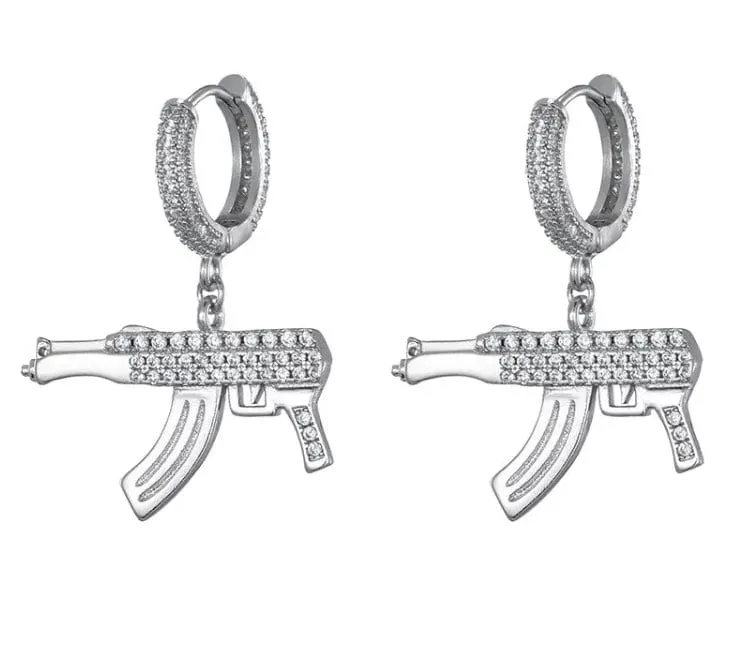Iced Out Earrings | Mens Iced Out Earrings | Iced Out Hoop Earrings | Mens Earrings | Mens Hoop Earrings | Hip Hop Earrings