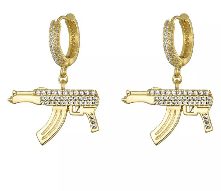 Iced Out Earrings | Mens Iced Out Earrings | Iced Out Hoop Earrings | Mens Earrings | Mens Hoop Earrings | Hip Hop Earrings