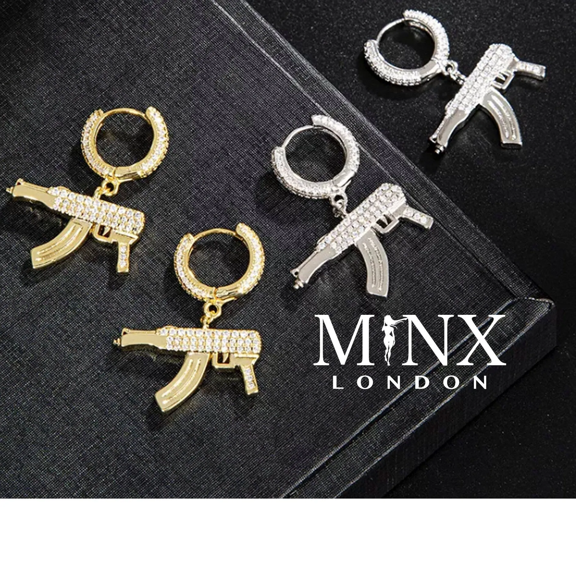 Iced Out Earrings | Mens Iced Out Earrings | Iced Out Hoop Earrings | Mens Earrings | Mens Hoop Earrings | Hip Hop Earrings