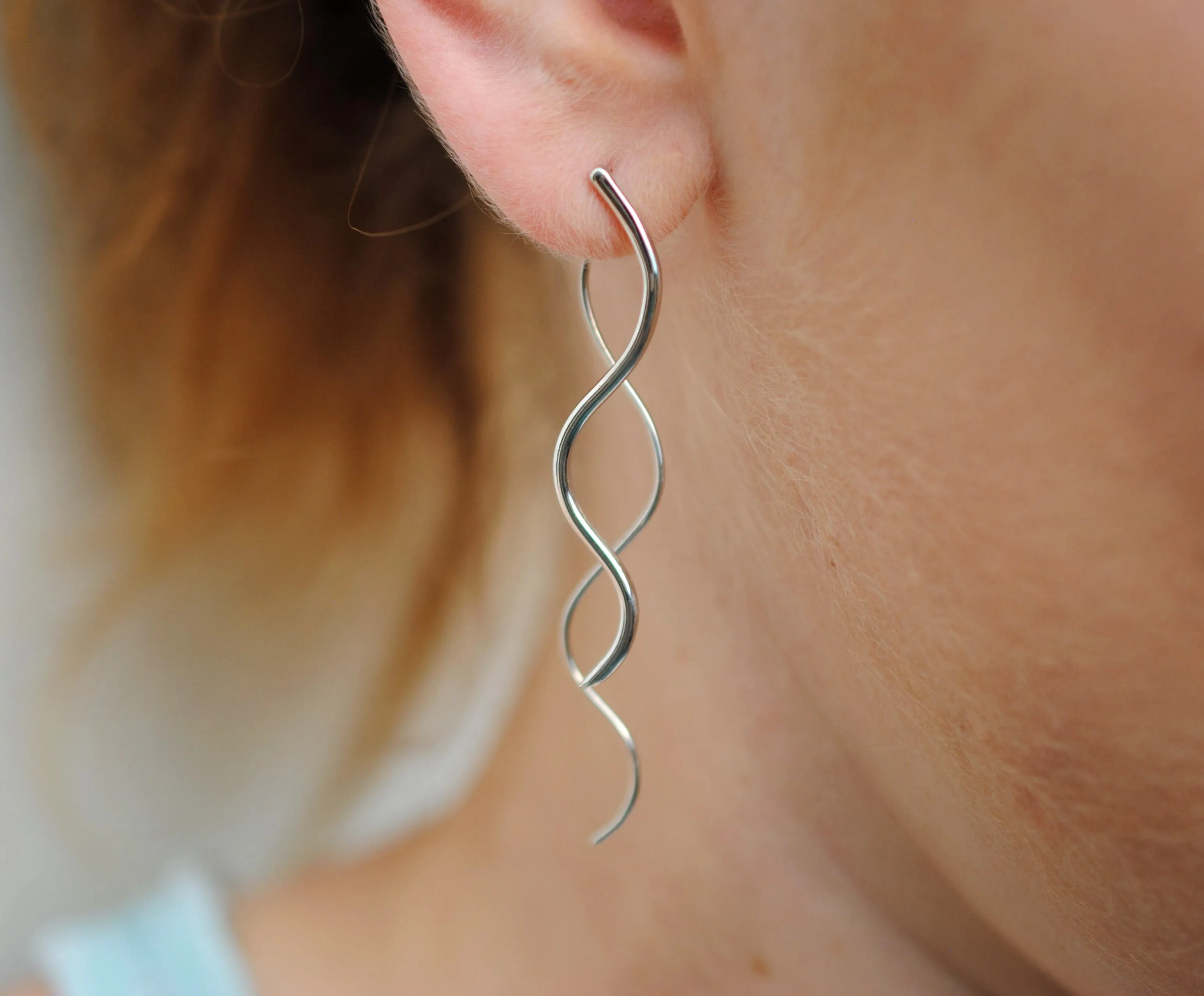 Infinity Rhodium Roots Dangle Earrings