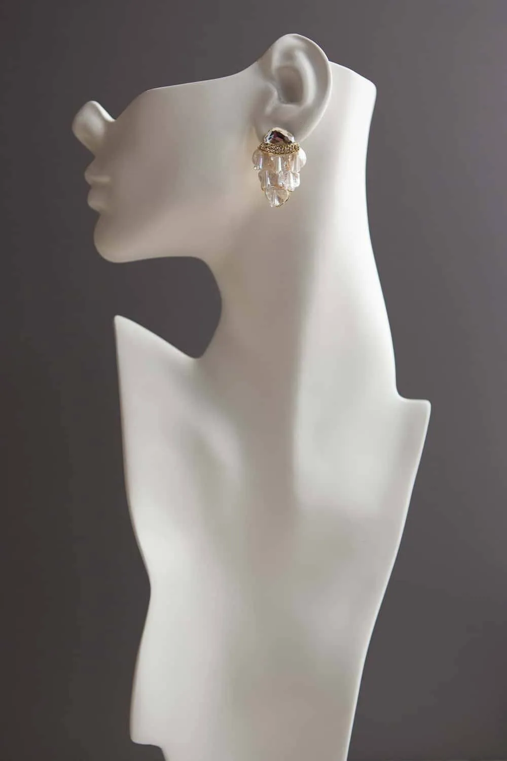 Irregular Shaped Pearl Crystal Cluster Stud Earrings