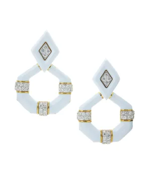Irving Place Earrings, White Enamel