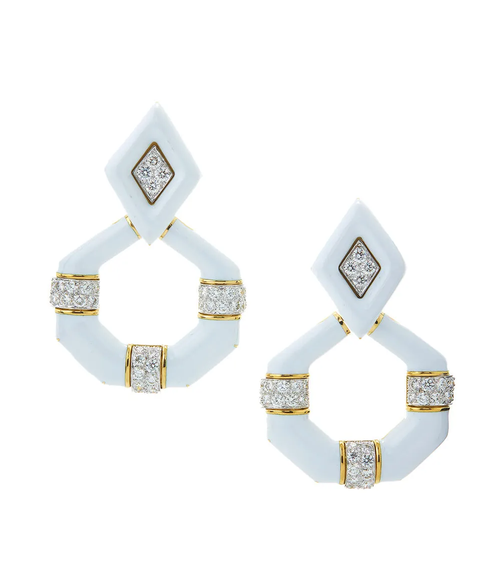 Irving Place Earrings, White Enamel