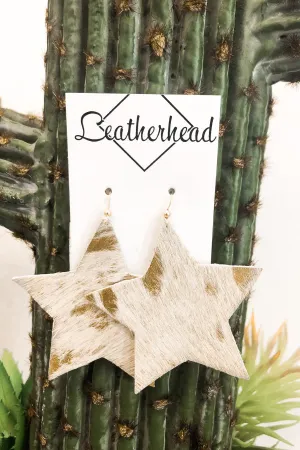 It's Own Light Leather Earrings - Gold/Hair