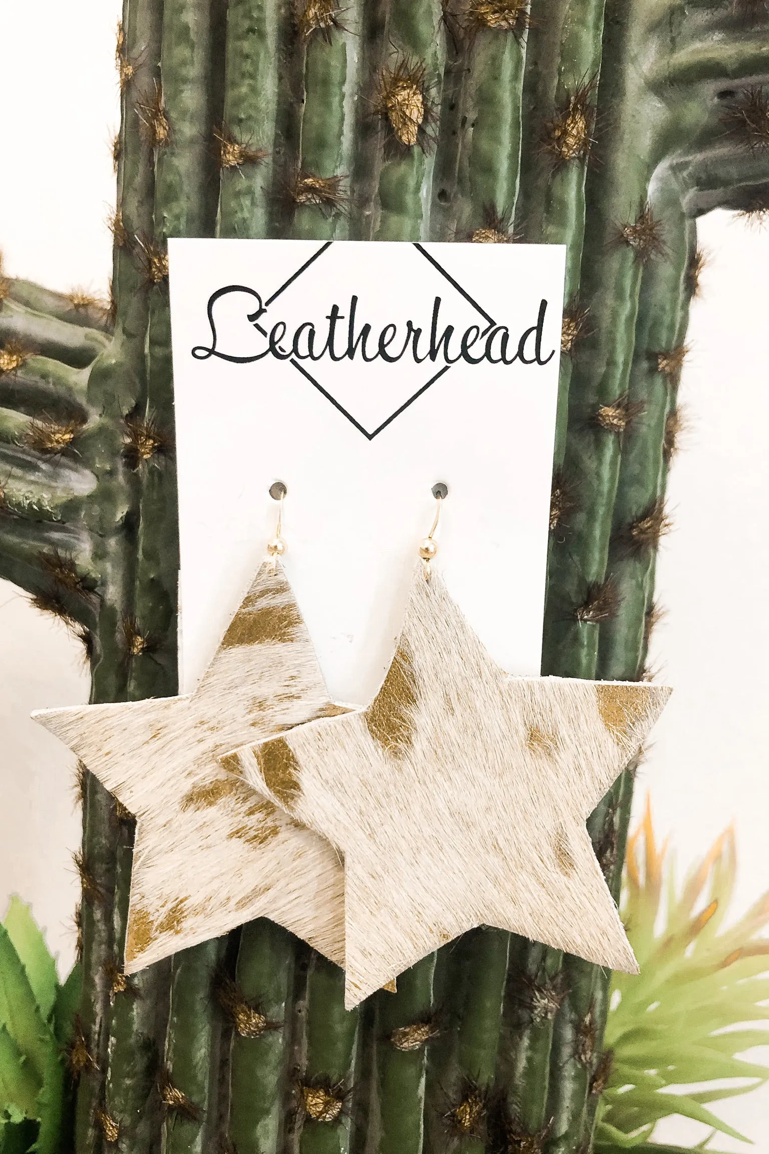 It's Own Light Leather Earrings - Gold/Hair