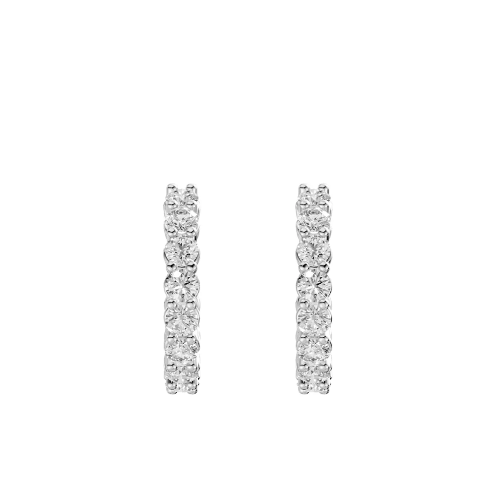 J Hoop Stud Earrings with 1.00ct of Laboratory Grown Diamonds in Sterling Silver and Platinum