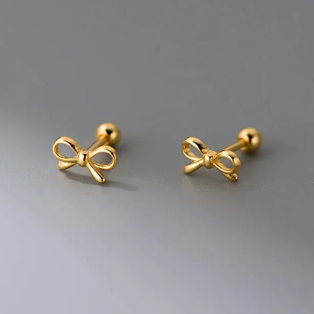 Kawaii Sweet Bow 925 Sterling Silver Stud Earrings 🎀✨ | Adorable Jewelry Gift for Girls & Women 💖