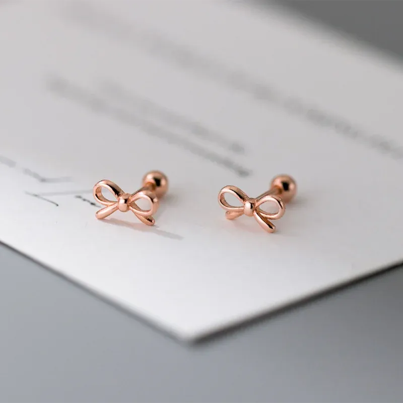 Kawaii Sweet Bow 925 Sterling Silver Stud Earrings 🎀✨ | Adorable Jewelry Gift for Girls & Women 💖