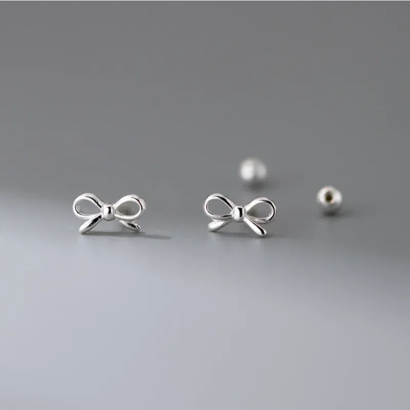 Kawaii Sweet Bow 925 Sterling Silver Stud Earrings 🎀✨ | Adorable Jewelry Gift for Girls & Women 💖
