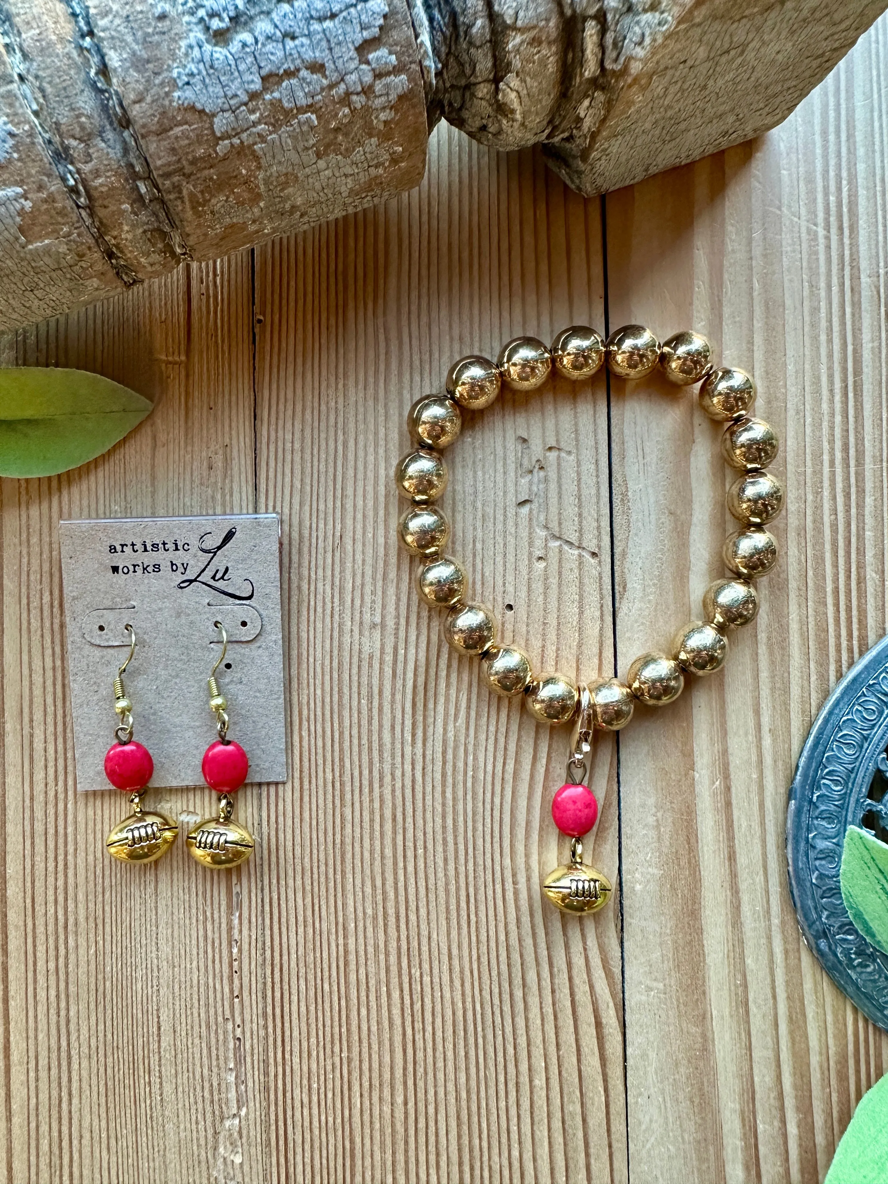 KC Chiefs Inspired Gold Bracelet