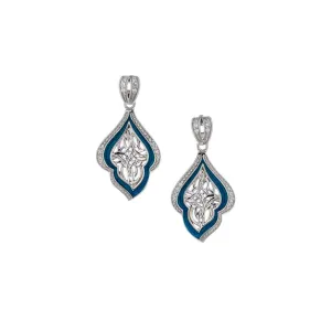 Keith Jack Path of Life Sterling Silver and Blue Enamel CZ Dangle Earrings