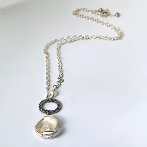 Keshi Pearl and Silver Necklace