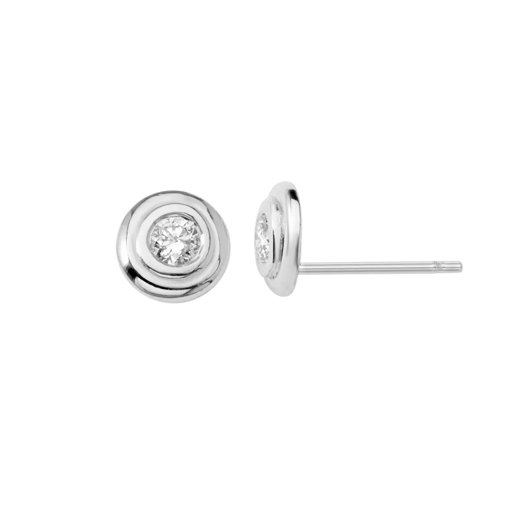 Kids Step Bezel Solitaire Earrings