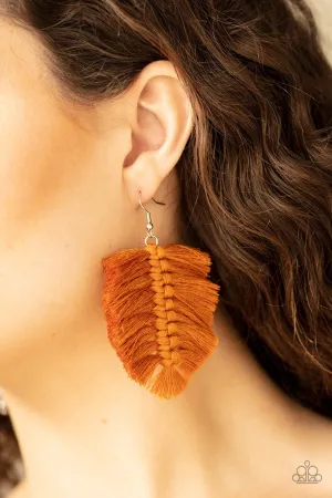 Knotted Native - Brown - Thread Tassel Paparazzi Fishhook Earrings