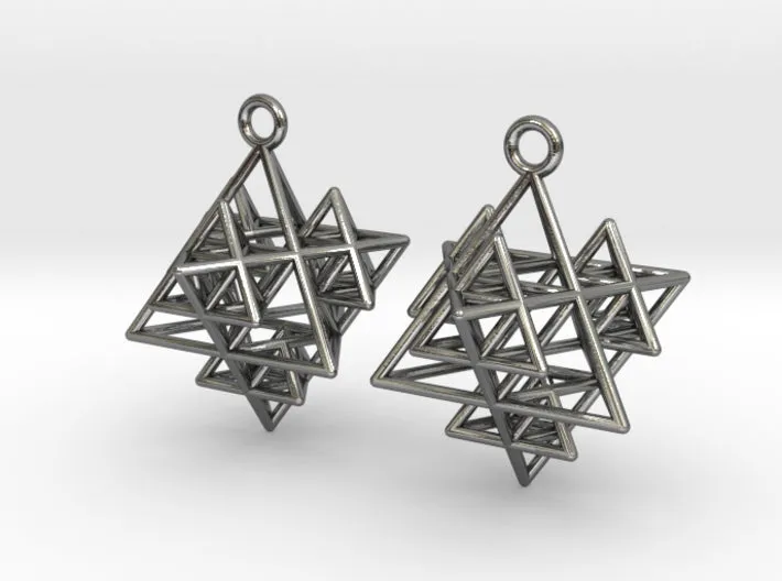 Koch Tetrahedron Earrings (Metal)