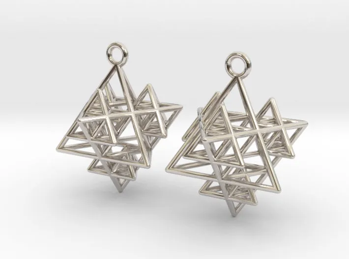 Koch Tetrahedron Earrings (Metal)