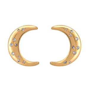 La Luna White Sapphire Earrings-Gold