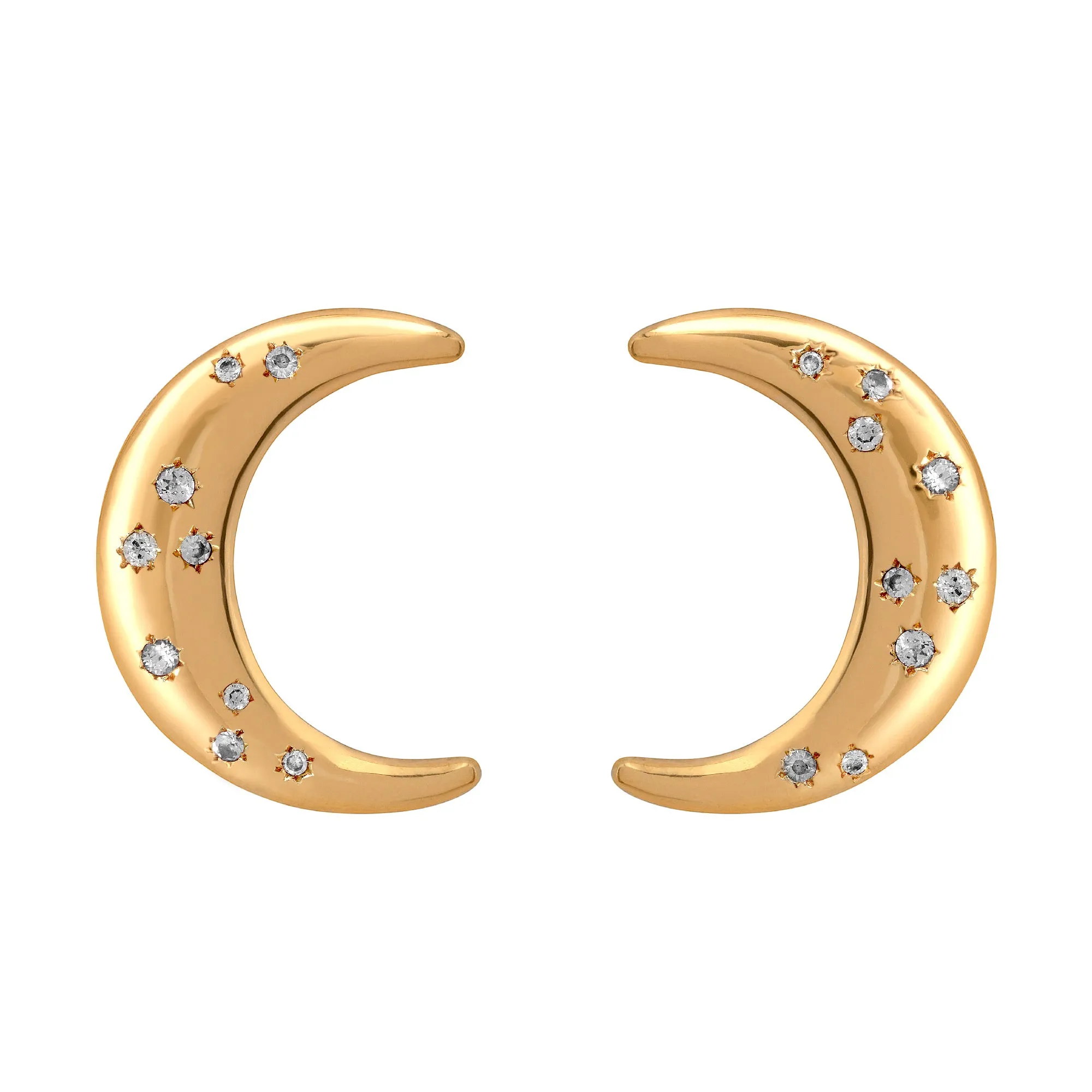 La Luna White Sapphire Earrings-Gold
