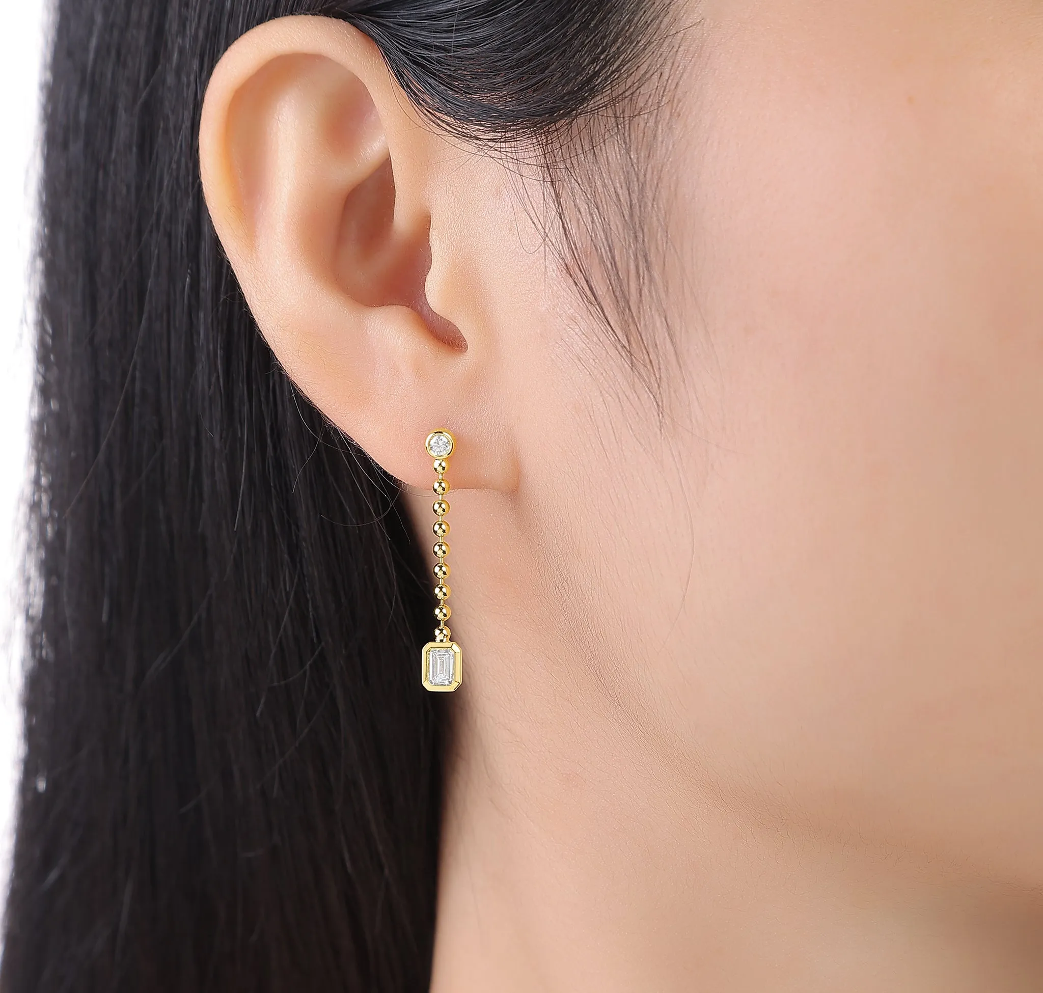 Lab Grown 0.59ctw Beads Ball Drop diamond Earrings E-02977WHT