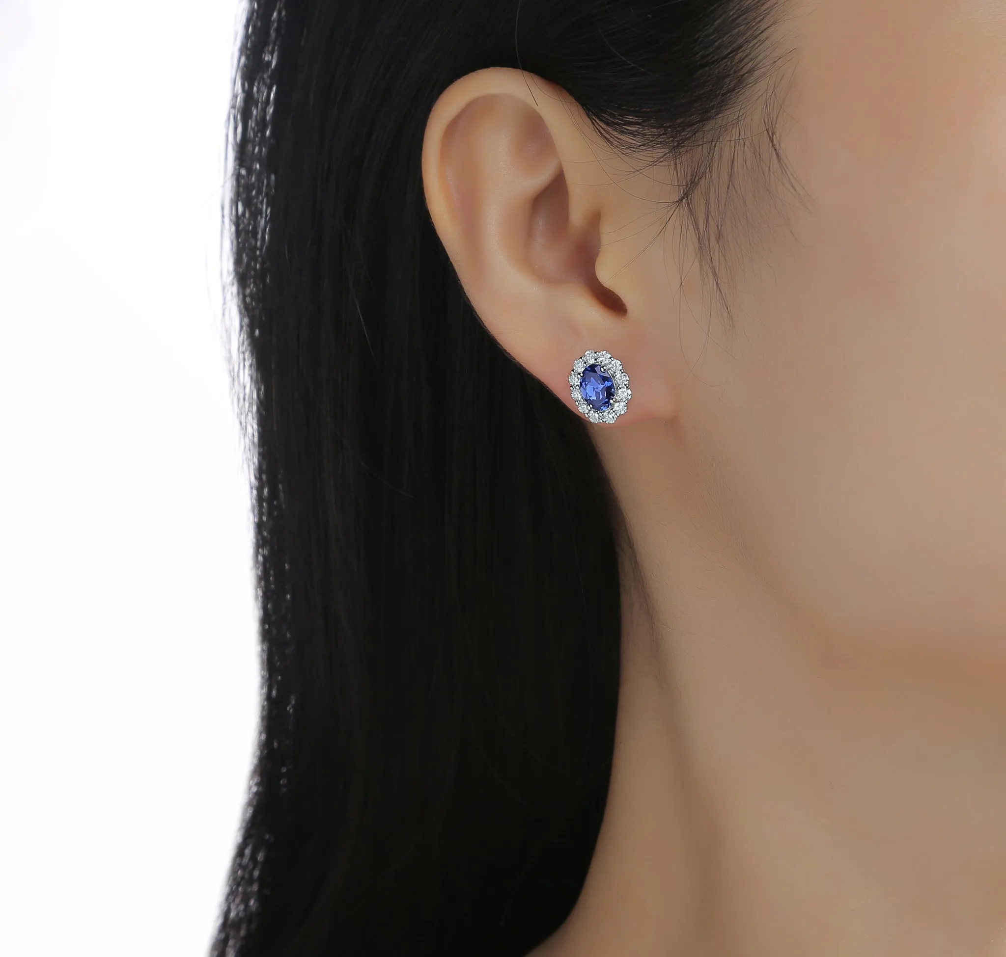 Lab Grown Diamond 2.69ctw Halo Stud Earrings <br> E-01919BSA