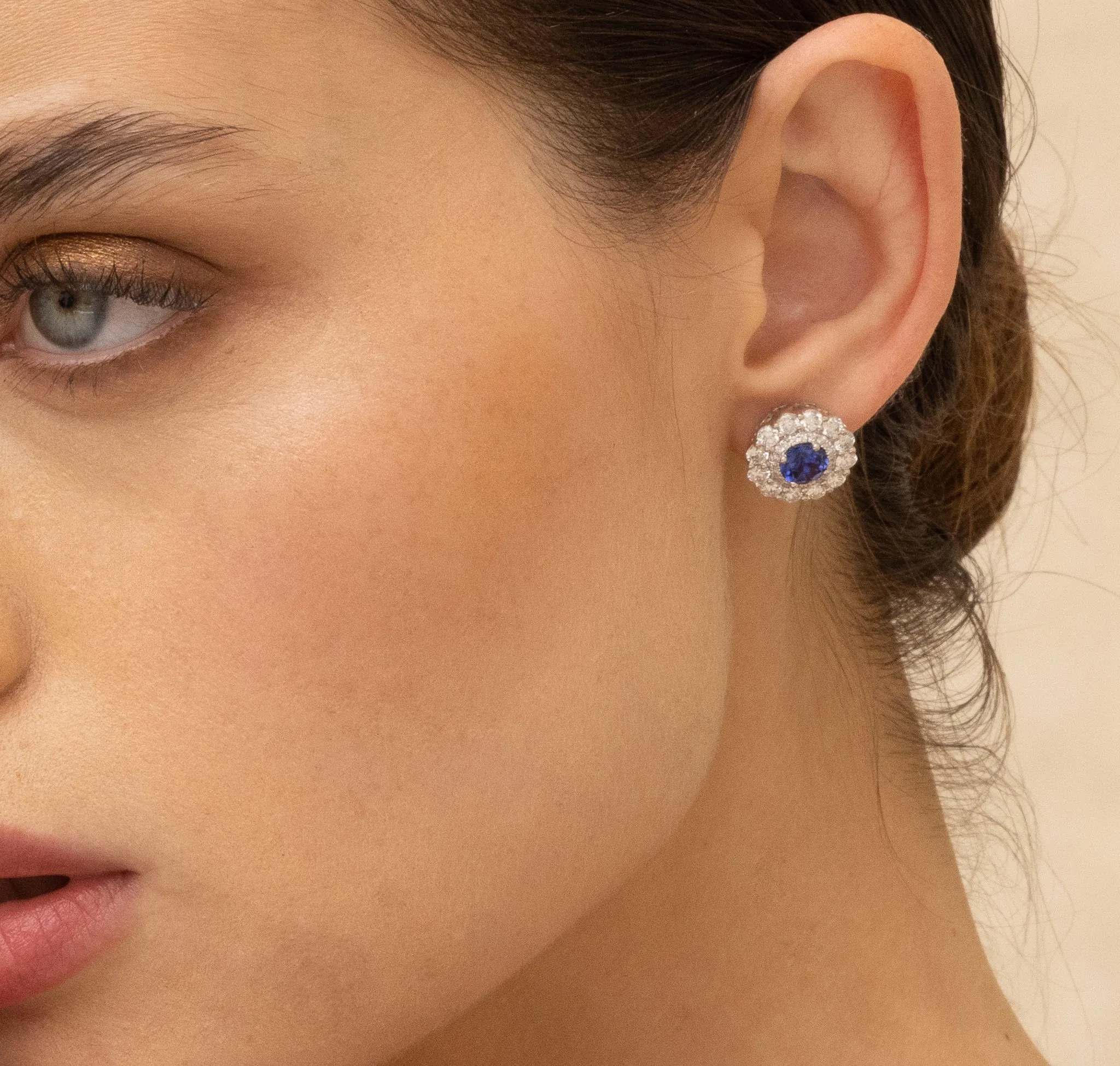 Lab Grown Diamond 4.19ctw Halo Stud Earrings <br> E-01915BSA