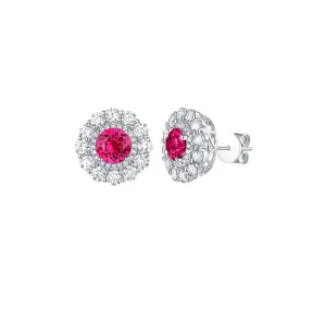 Lab Grown Diamond 4.19ctw Halo Stud Earrings <br> E-01915RUW