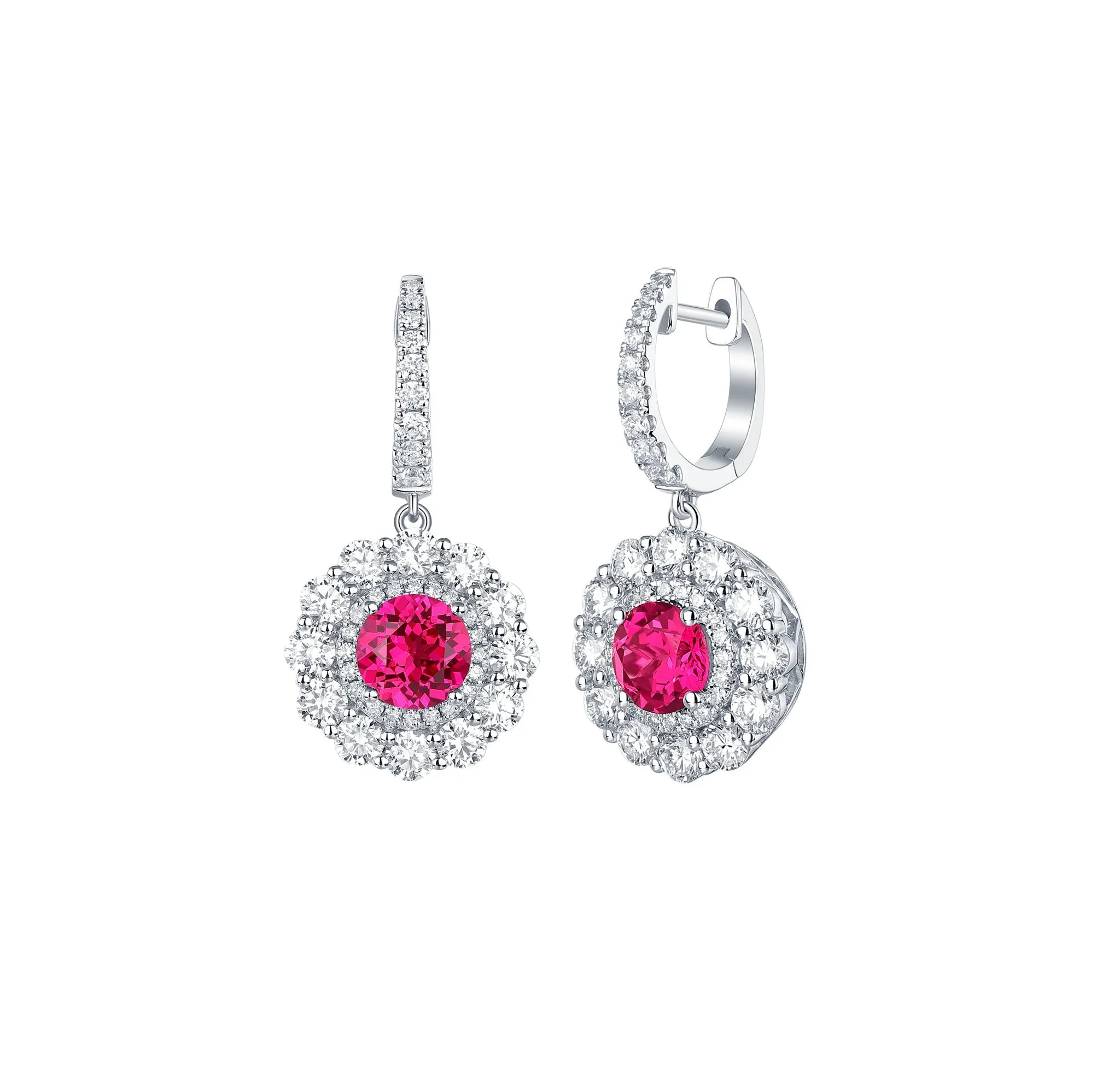 Lab Grown Diamond 4.53ctw Halo Drop Dangle Earrings <br> E-01914RUW