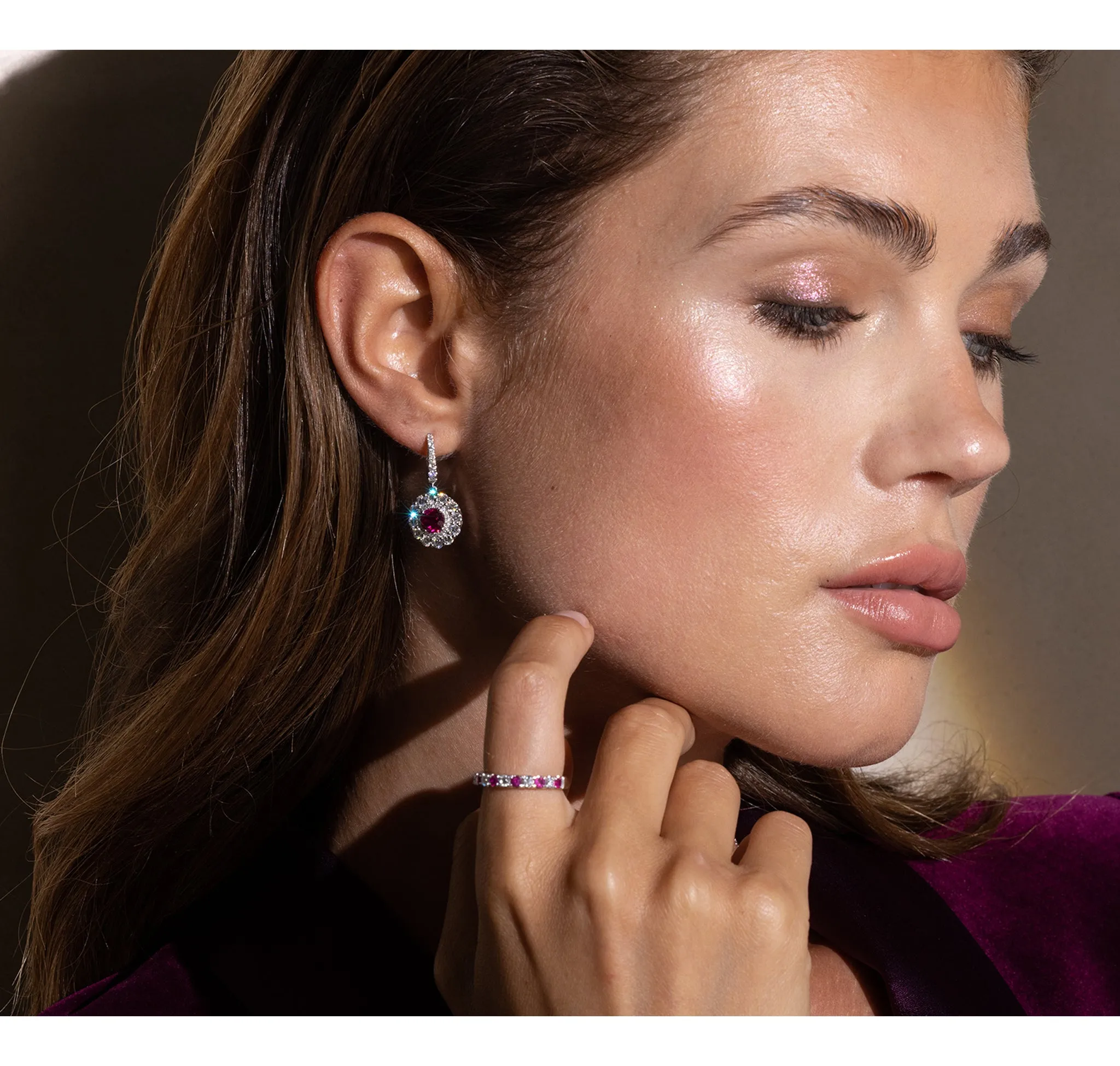 Lab Grown Diamond 4.53ctw Halo Drop Dangle Earrings <br> E-01914RUW