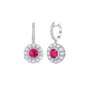 Lab Grown Diamond 4.53ctw Halo Drop Dangle Earrings <br> E-01914RUW